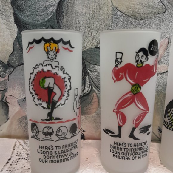 Vintage Federal Glass Frosted Drinking Glasses Set of 5 🌟 - Picture 3 of 6